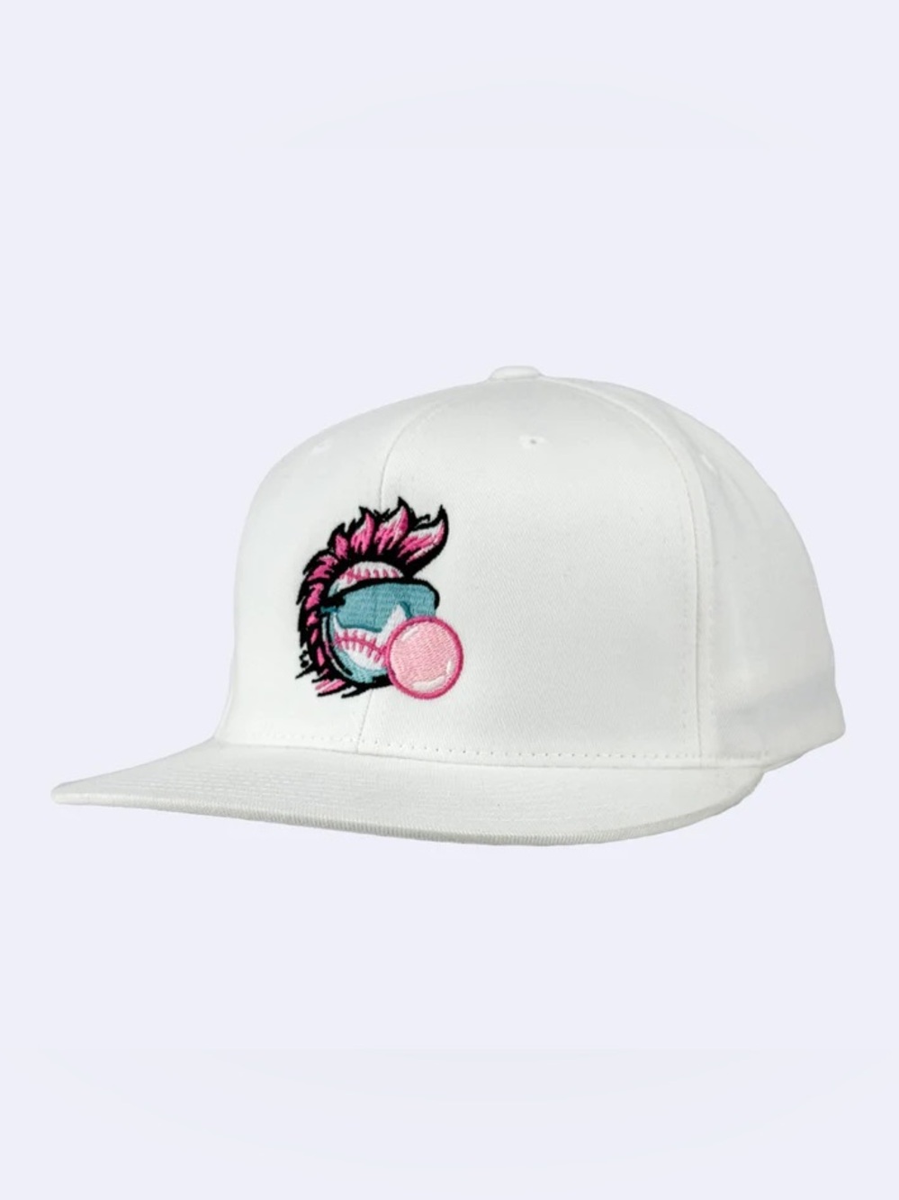 6-4-3 Baseball Gritty Flat Bill Hat - White Bubblegum